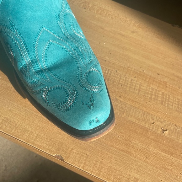 Turquoise Roper knee high suede  Cowboy boots 11🦋 - Picture 5 of 11